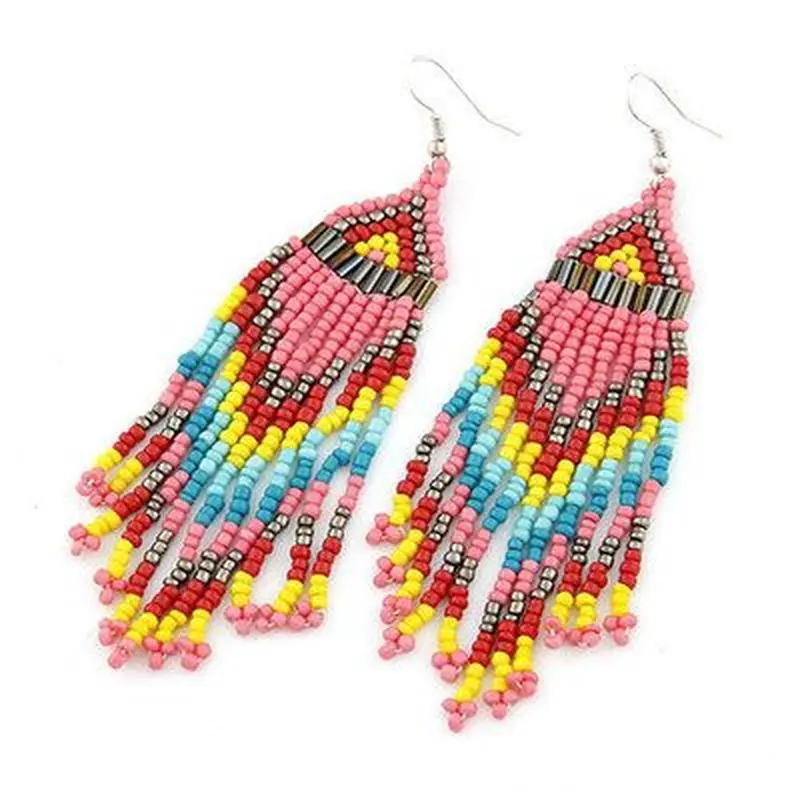 

M&G New Colourful Women Tassle Earrings Trendy Vintage Handmade Beaded Long Earrings Funny Halloween Gifts Party Hot Accessories