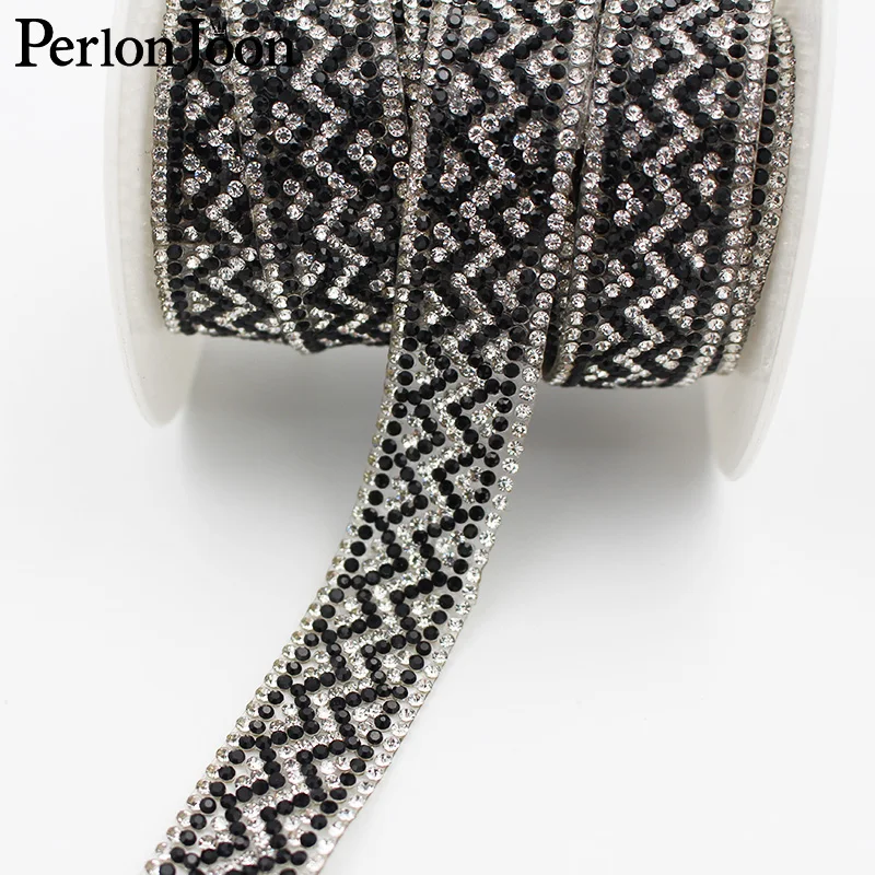2cm breite Zwei-farbe welle strass trim strap hot fix farbe gurtband Kleidung taschen schuhe DIY dekoration zubehör TR129 – Detail 4