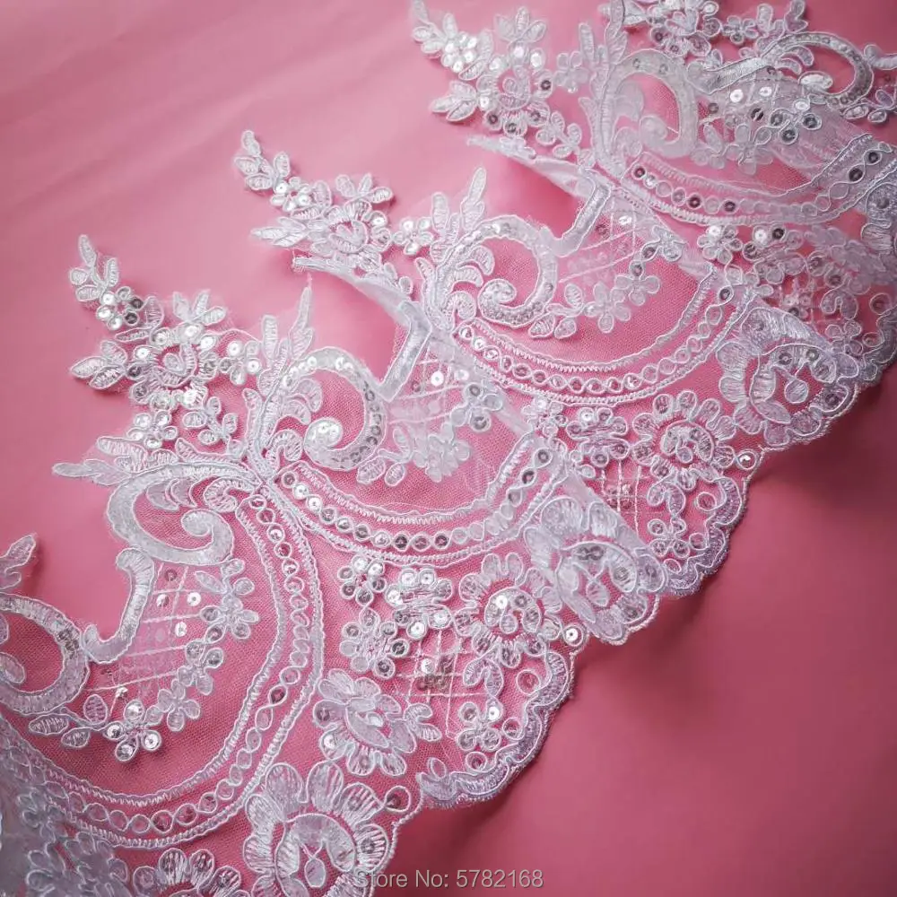 1 ярд/23 см белая слоновая кость блесток кординг ткань цветок Venise Венеция сетка