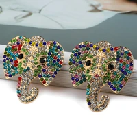 fashion animal metal ear accessories for women girl luxury bling crystal elephant pattern stud earrings vintage pendant jewelry