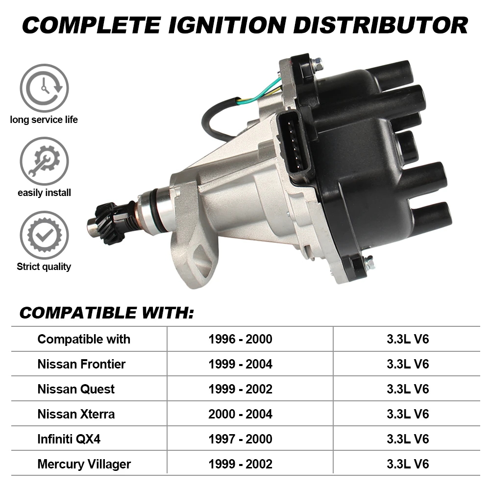 Распределитель зажигания с крышкой и ротором для Nissan Pathfinder Frontier Xterra Quest 1996-2004 3.3L 6V