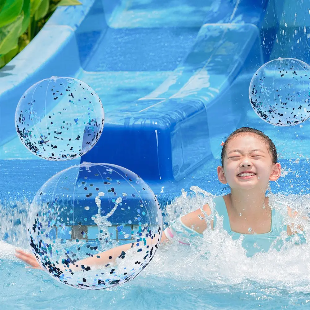 

Party Favors PVC Confetti Pool Fun Toys Sequin Beach Ball Water Play Inflateable 16 Inch