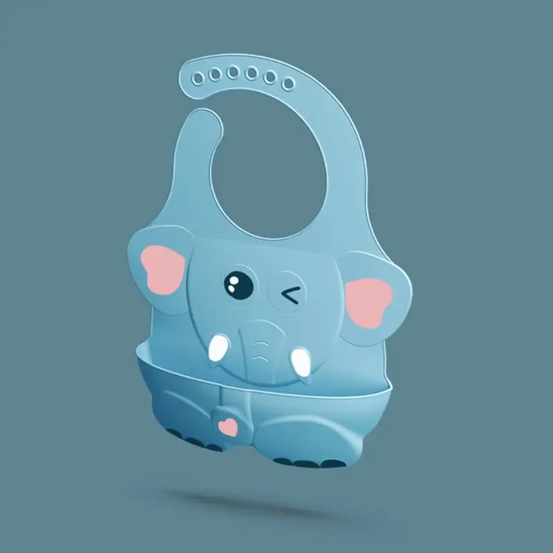 

Baby Soft Silicone Bib Infant Toddlers Solid Color Feeding Food Catcher Pocket