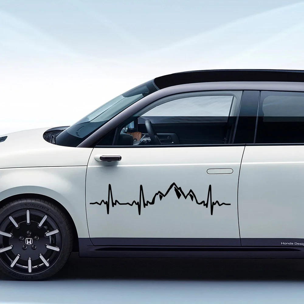 

Fun Heartbeat Mountain Car Wrap Interesting Reflective Car Stickers Decals
