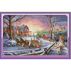 Зимний дорожный вышитый холст 11CT 14CT DMC нитки для вышивки крестом Набор рукоделия DIY подарок свадебный Декор