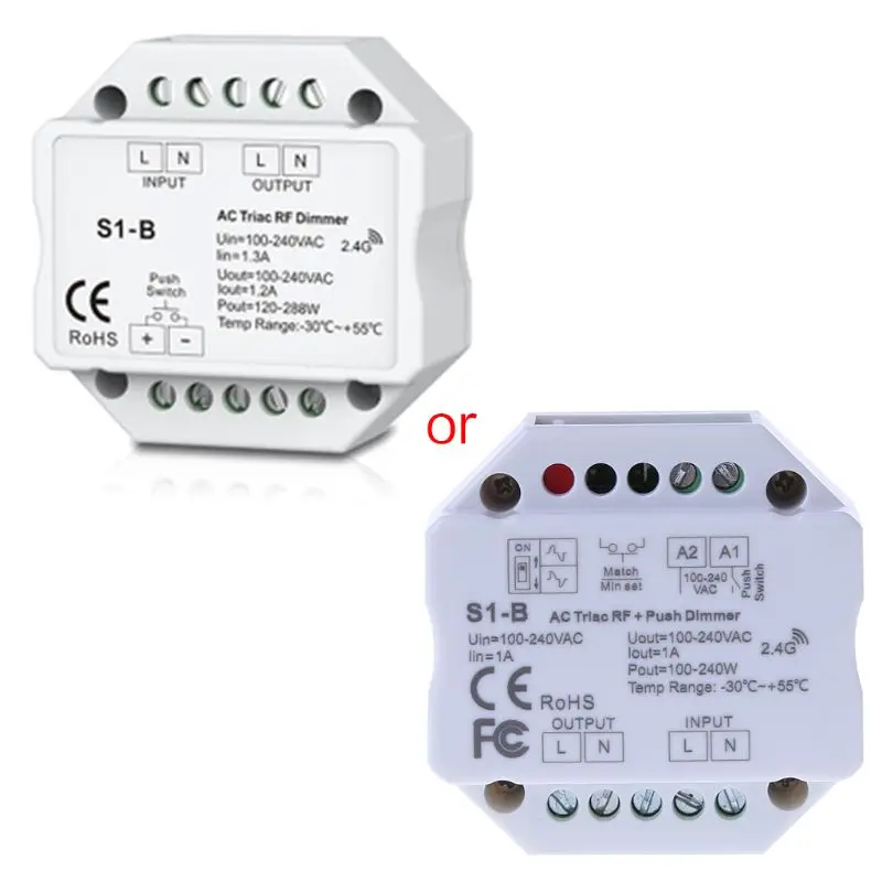 

AC RF Triac диммер Беспроводная Светодиодная лампа с регулируемой яркостью кнопочный переключатель для одноцветной лампы