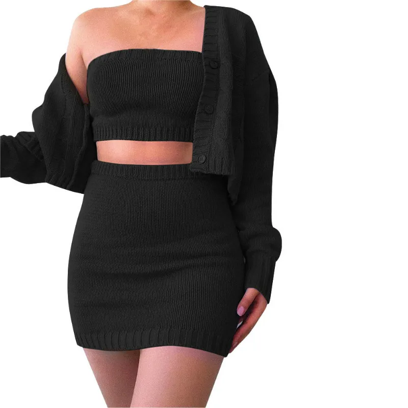 Сексуальная зимняя Женская Весенняя Клубная одежда комплект из 3 предметов