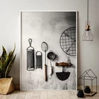 Винтажный стиль кухонная утварь плакаты настенные картины на холсте Куадрос для столовой домашний Декор без рамки