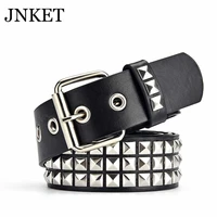 jnket new punk mens belt rivets waist belt pu leather waist strap pin buckle waistband casual jeans rock belt