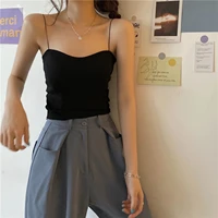 girl cropped vest camisole with chest pad korean fashion slim beauty back sexy corset tank top cotton sleeveless women clothing