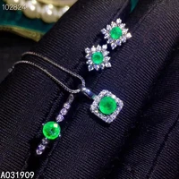 kjjeaxcmy boutique jewelry 925 sterling silver inlaid natural emerald earring pendant ring ladies miss suit support detection