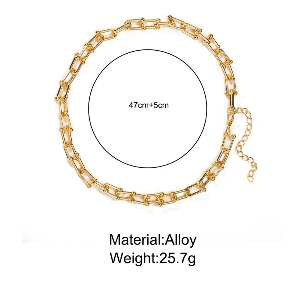 

New Gold Chains Statement Necklace for Women Chunky Chain Link Choker Necklaces Collar Mujer Fashion Minimalist Female Jewelry