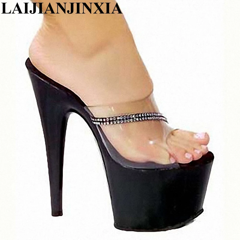 New 7 Inch Lady Sexy High Heels Shoes Open Toe Slippers Ladies Shoes Scotland Style Women Dance Shoes