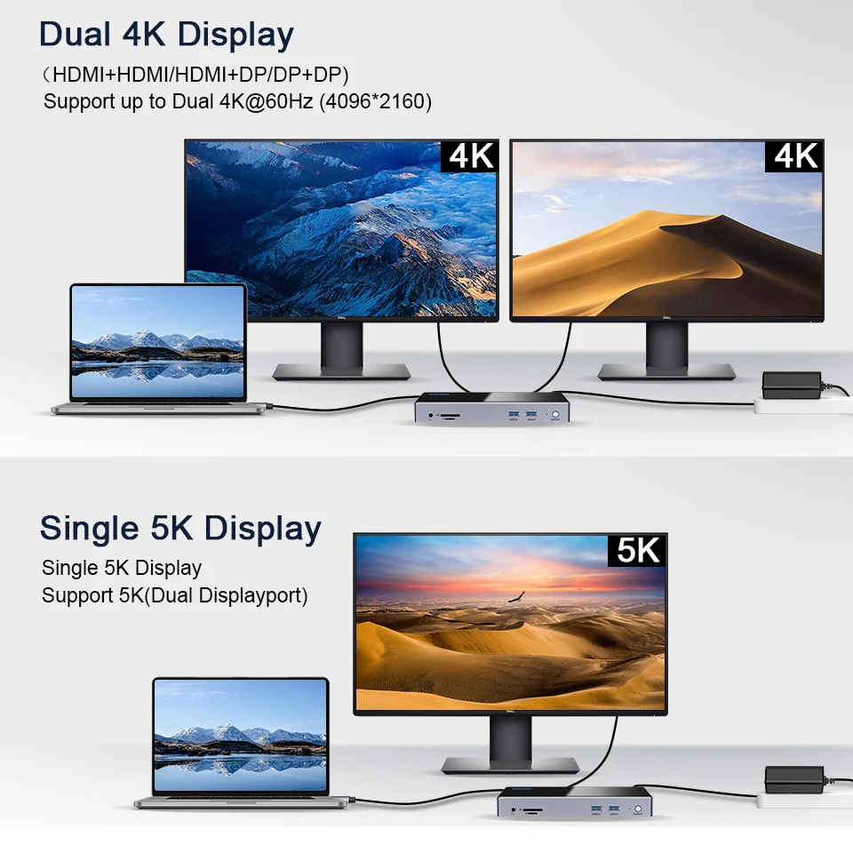 QGeeM 15 IN 1 USB концентратор 3.0 Док станция для Macbook Pro Ноутбуки Xiaomi Один 5K / Dual 4K @ 60Hz