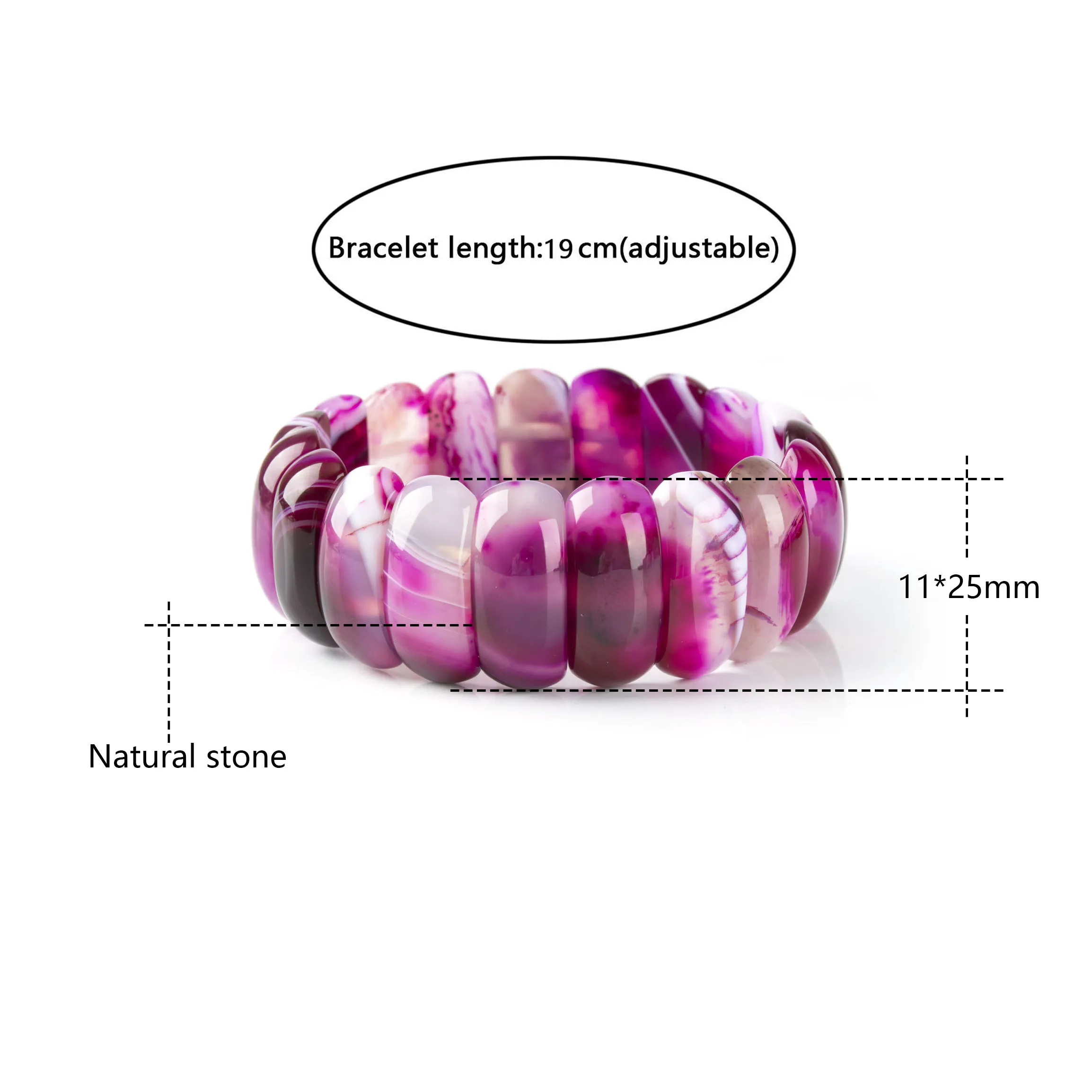 Женский браслет в зеленую полоску квадратный из натурального камня украшение