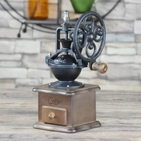 classical vintage wooden coffee grinder ferris wheel style ceramic burr conical coffee mill antique home cafe store decoration