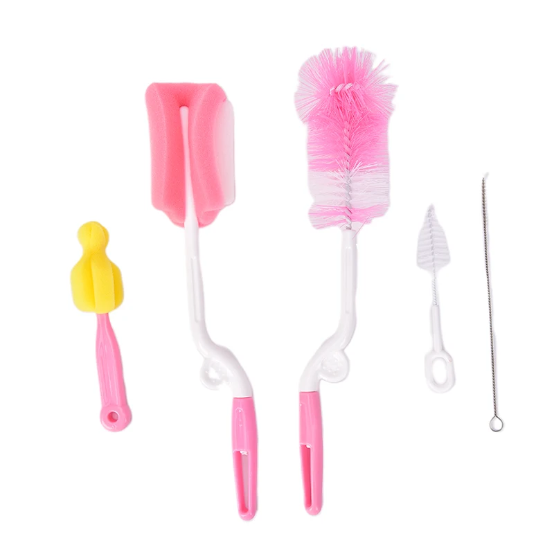 New 5Pcs Baby Bottle Sponge Brush Cup Glass Washing Cleaning Kitchen Cleaner Tools