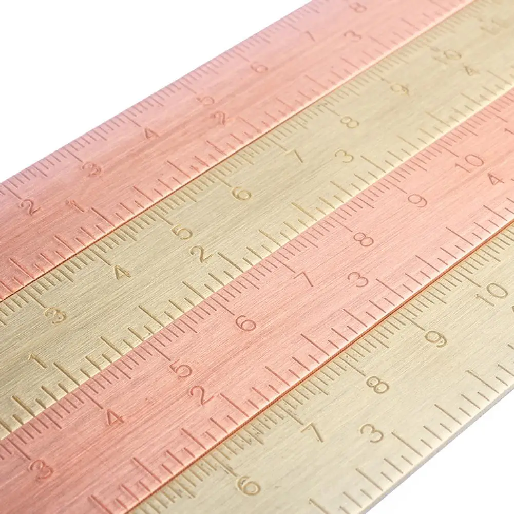

1pc 15Cm Brass Ruler Bookmark Chancery Rose Gold Measuring Straight Ruler for School Stationery Metal Painting Drawing Tools