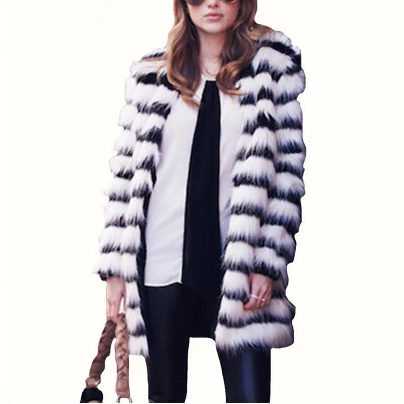 

Женская зимняя куртка из искусственного лисьего меха GAMPORL 2021, модное плотное теплое высококачественное пальто средней длины, пушистое элег...