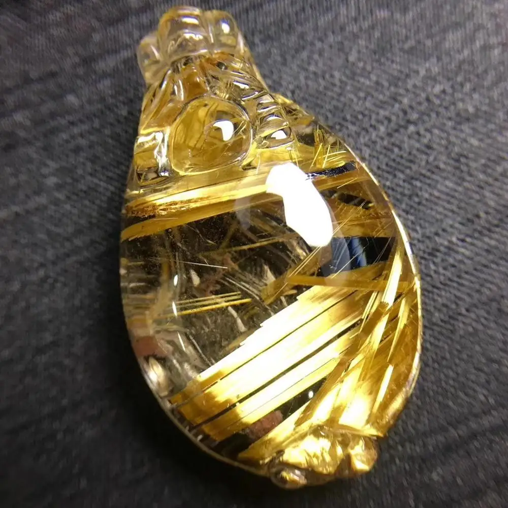 Сертификат натуральный Золотой рутилированный кварцевый титановый кулон