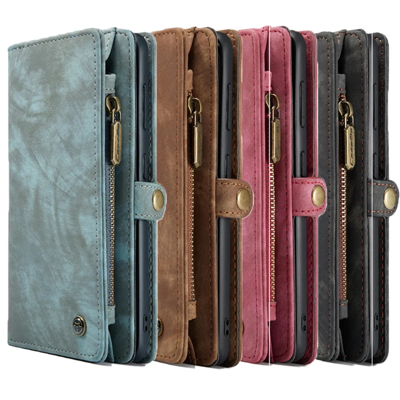 

For Samsung Galaxy S21 S21 Plus Phone Bag Cover 2 in 1 Multifunction Split Flip Zipper Wallet Leather Case for Samsung S21 Ultra