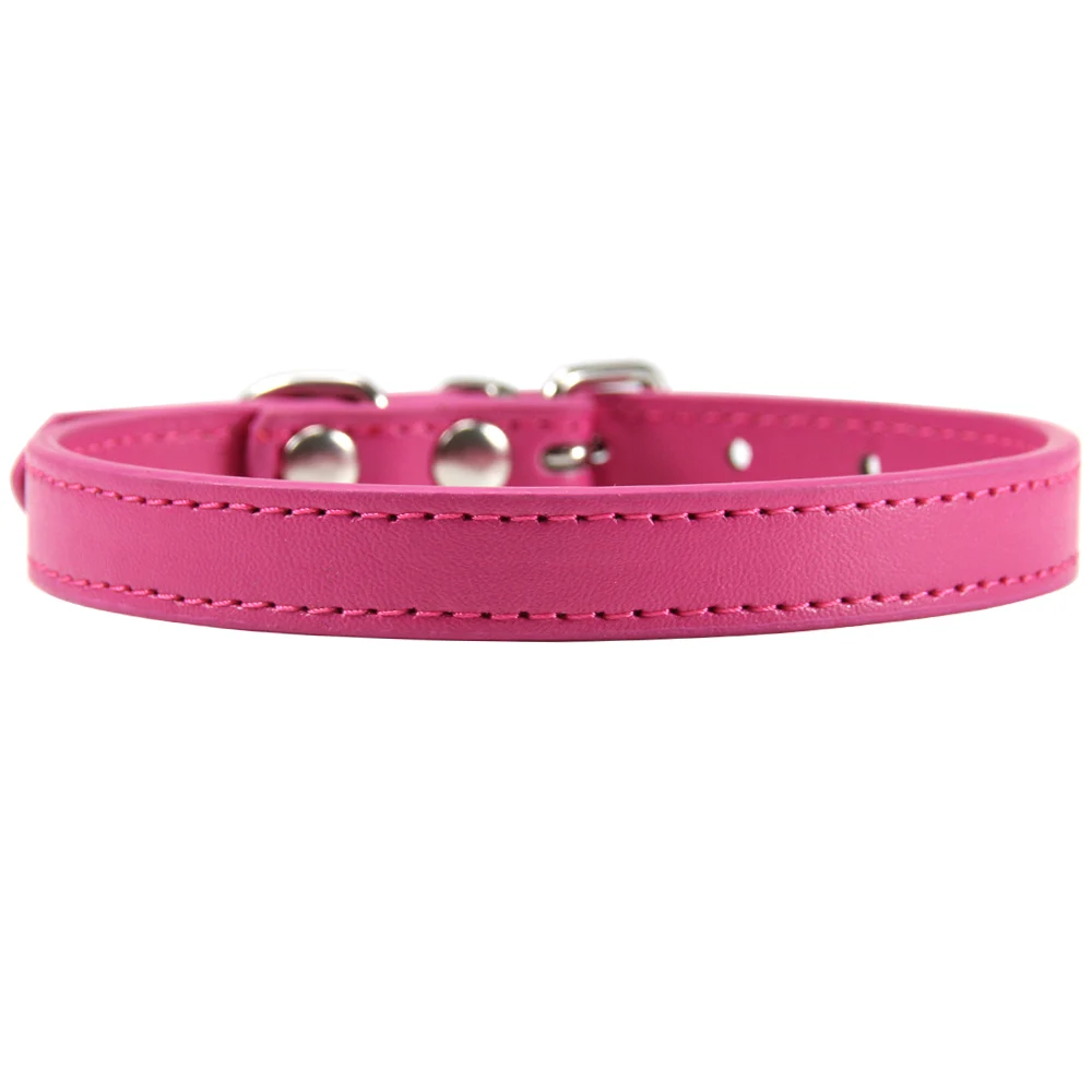 Rose Red Dog Collar 16 шт./лот,, 16 цветов, ошейник для питомцев кошек, собак из искусственной кожи, ошейники для щенков, ошейники для маленьких и средних собак, Starp XS/S/M/L/XL - Цвет: Rose Red Dog Collar