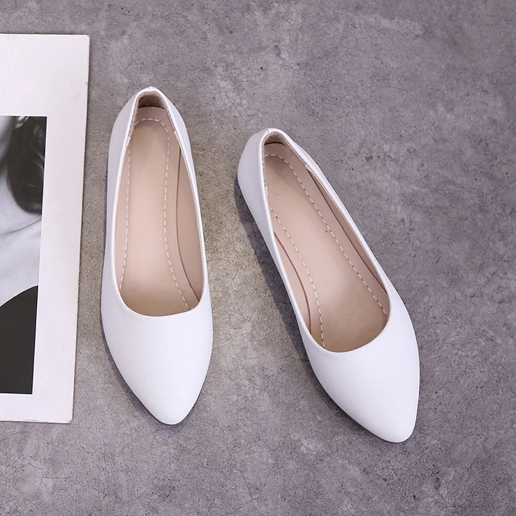 

Spring Flats Women Shoes Pointed Loafers Comfort Women's Low Heels Slip On Footwear Female Pointed Toe Leather