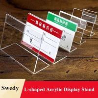 10 pieces small l shape price label card tag stand case plastic acrylic sign holders name tags display stand
