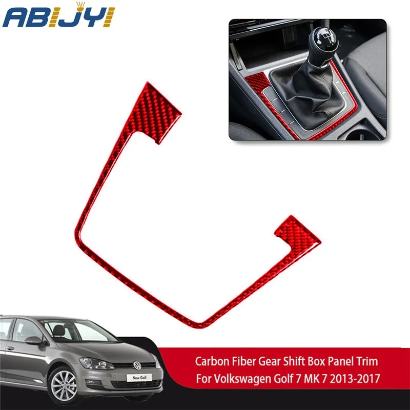 

Автомобильные аксессуары для VW Golf 7 GTI MK7 2013-2017, красные наклейки для салона из углеродного волокна, рамка шестеренки панели без запуска одним...