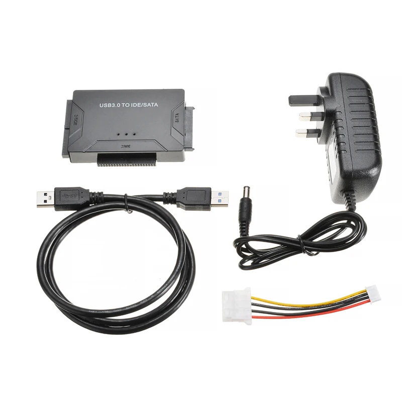 USB 3.0 to SATA IDE ATA Data Converter 3 in 1 for PC Laptop 2.5" 3.5" HDD Hard Disk Driver With UK Power Adapter Cable Set |