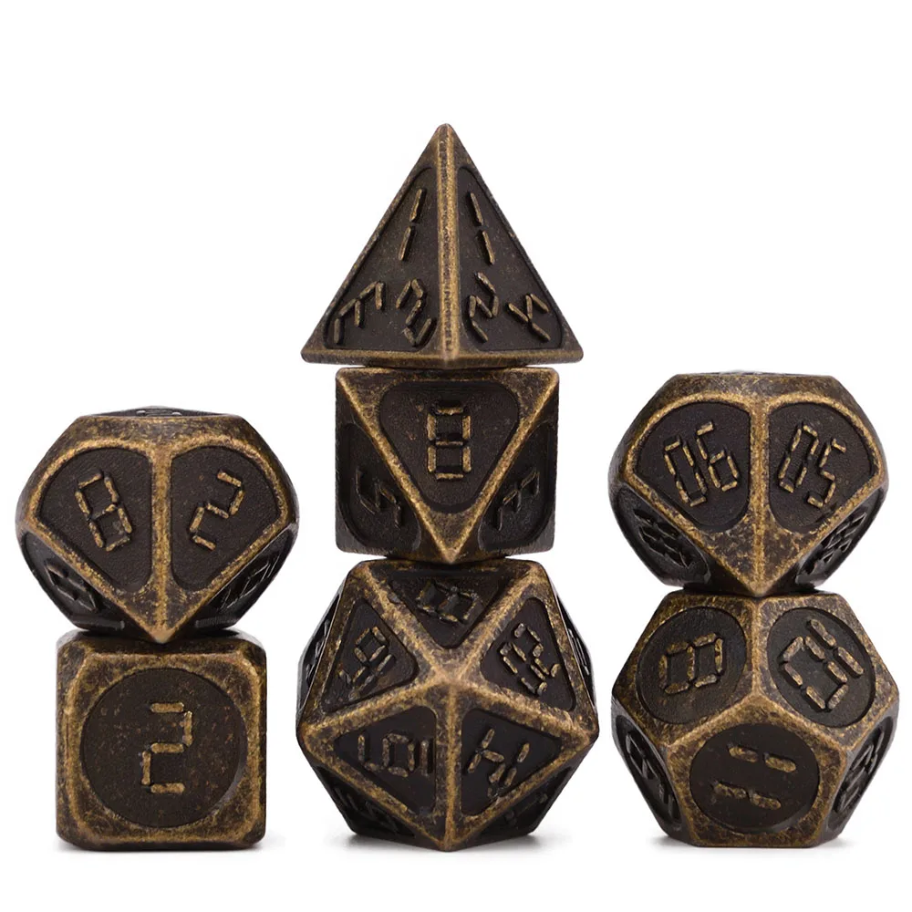 Цифровые металлические кубики с мягким шнурком для настольных игр DnD D4 D6 D8 D10 D% D12 D20 - Цвет: Светло-серый