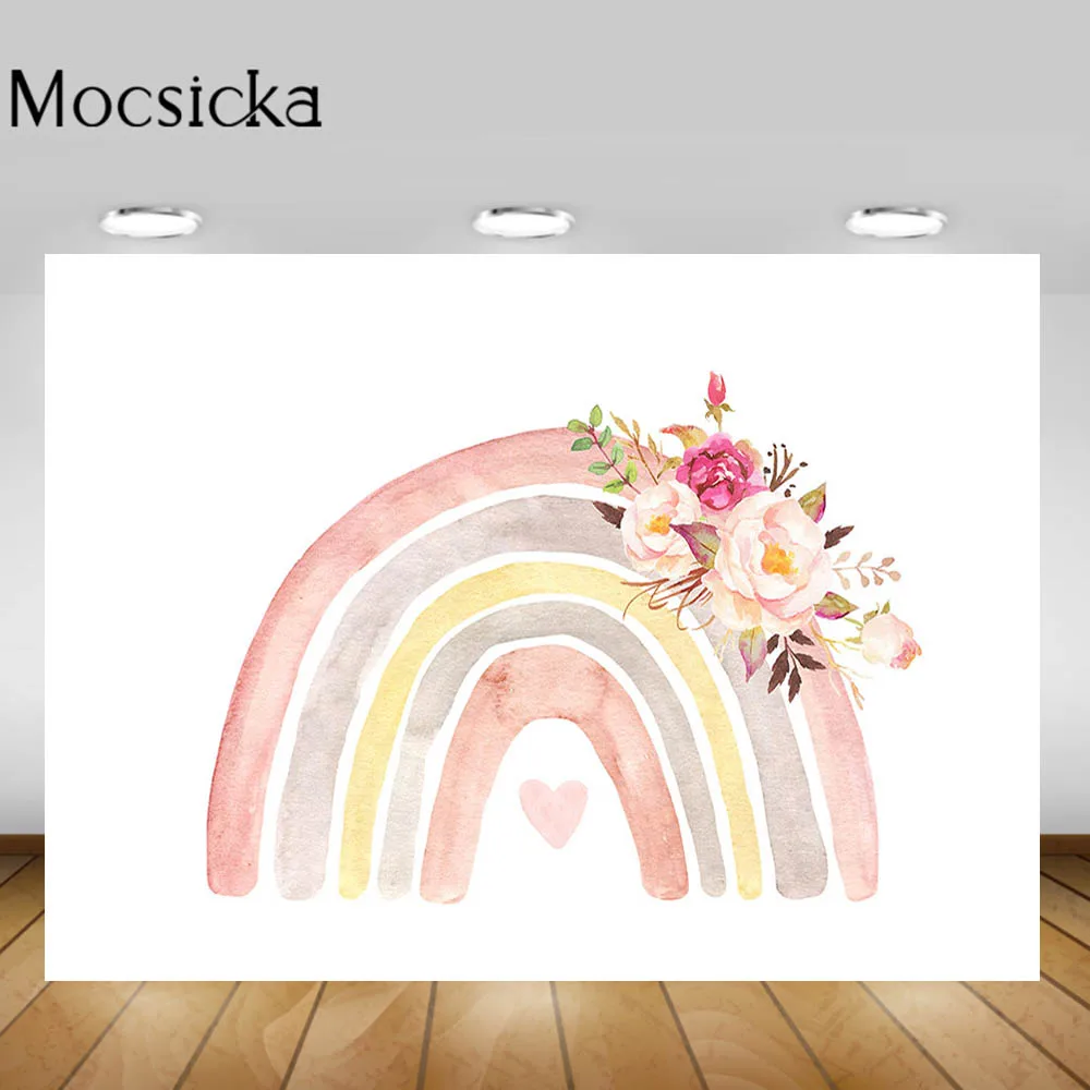 

Rainbow Bridge Flower Baby Newborn Portrait Photography Background Cake Smash Girl Birthday Backdrop for Photo Studio Photocall