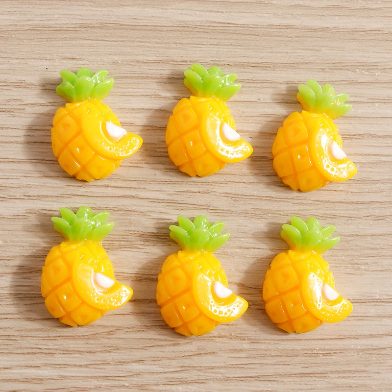 

10pcs 17*22mm Resin Kawaii Fruit Pineapple Flatback Cabochon Scrapbook Crafts for Jewelry Making DIY Hairpin Brooch Accessories