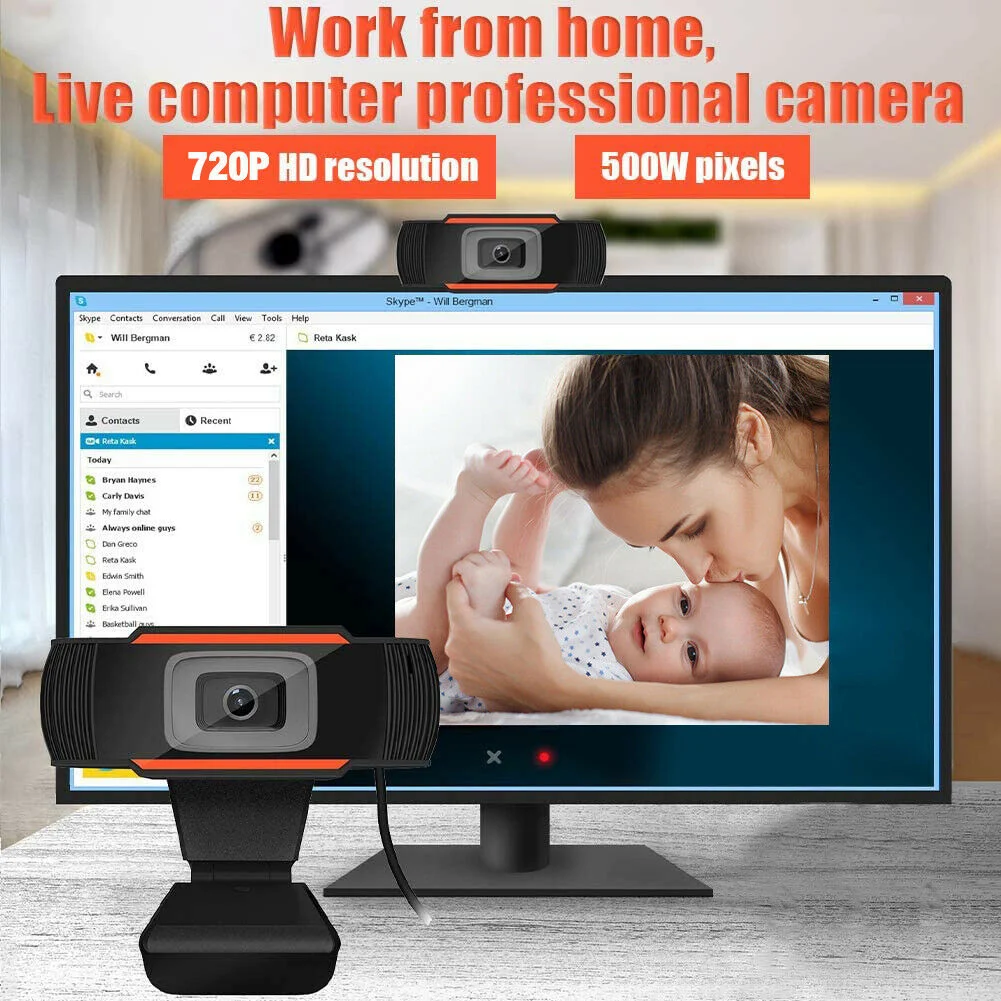

Webcam Auto Focusing Web Camera Cam with Microphone for PC Laptop Desktop Computer SEC88