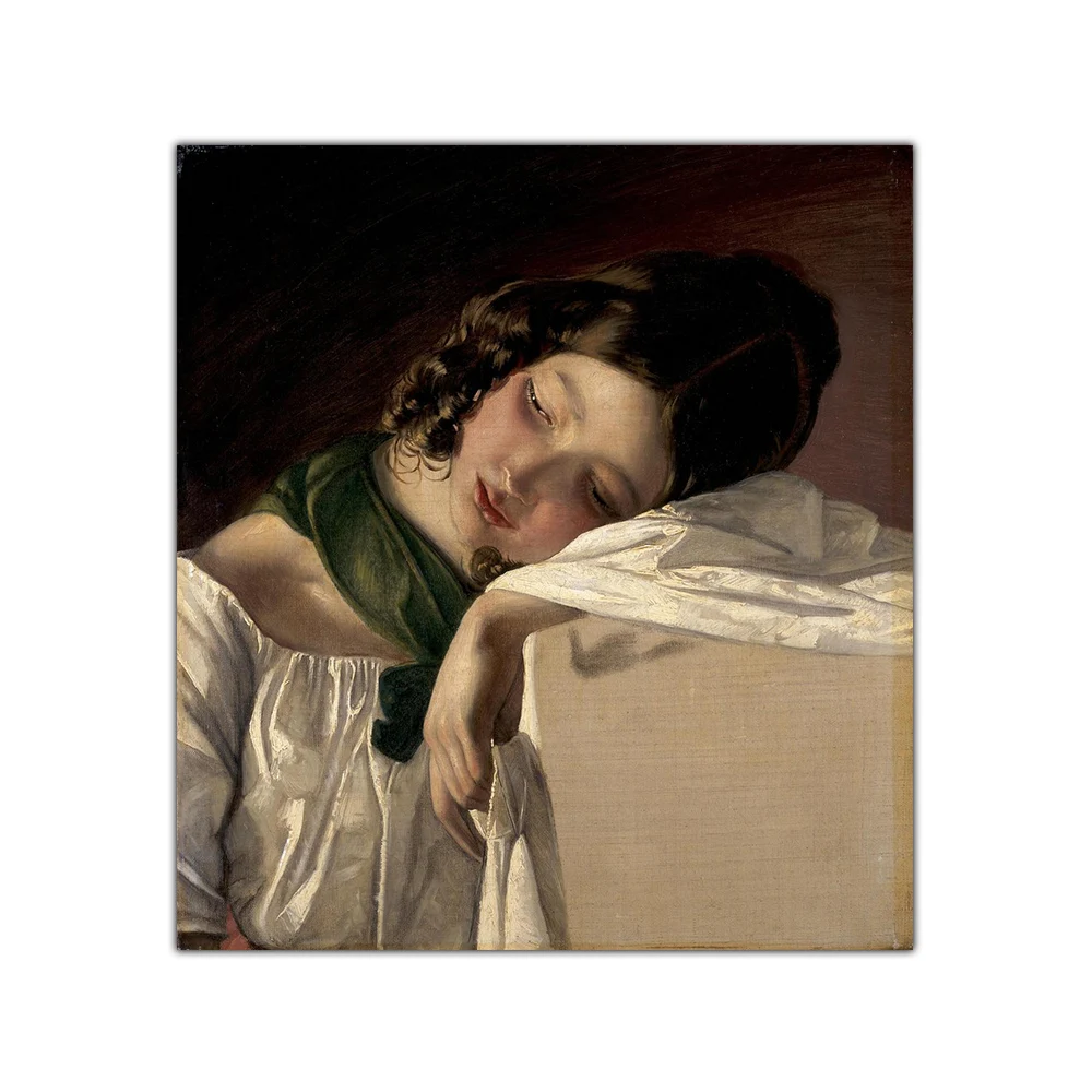 Цитон Фридрих фон амерлинг jejeune fille assoupie Canvas Холст Картина маслом Художественный