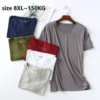 size 8xl 150kg modal men short sleeve o neck top casual thin homewear tops plus size loose casual sports undershirts