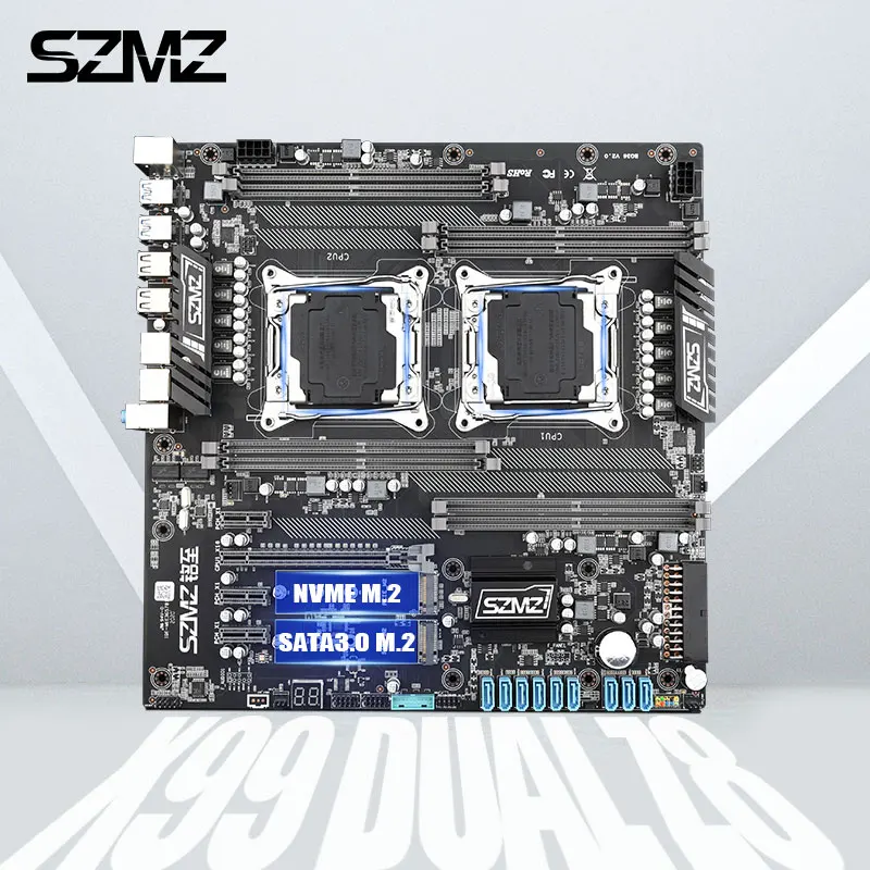 Материнская плата SZMZ X99 с двумя процессорами материнская поддержкой LGA 2011 v3 Xeon E5