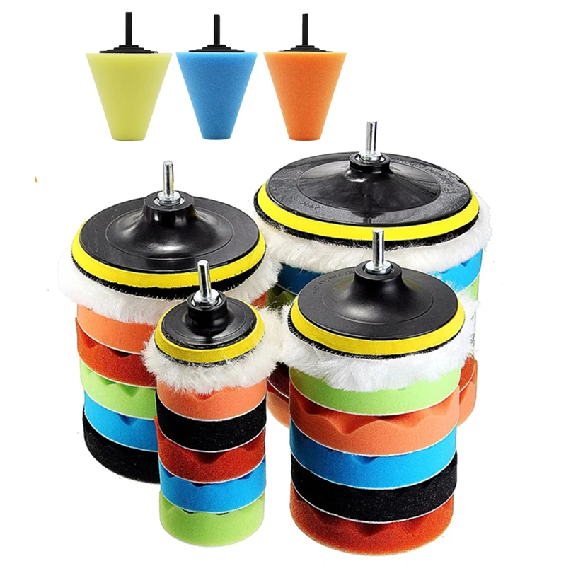 3 5 6 7 inch Sponge Car Polisher Waxing Pads Buffing Kit for Boat Car Polish Buffer Drill Wheel Polishing Removes Scratches