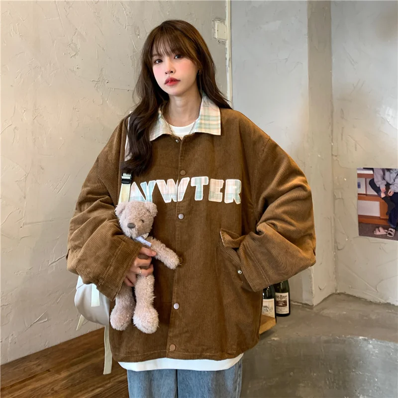 

Женский Осенний блейзер с надписью и фитилем