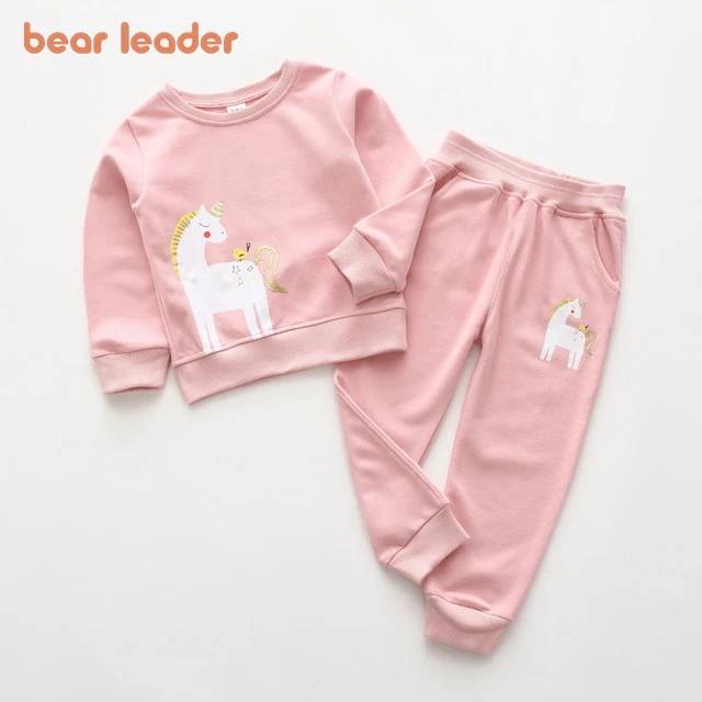 

Bear Leader/комплекты одежды для девочек, 2018 осенние свитера с принтом пони + повседневные штаны, 2 предмета, детская одежда, повседневные Костюмы