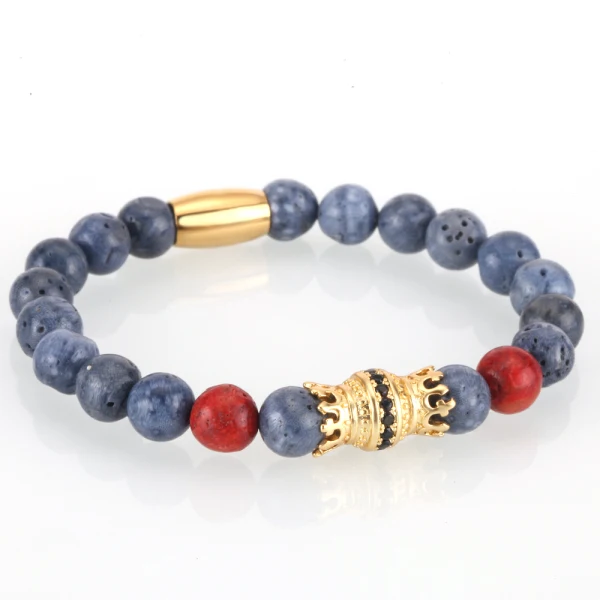 Style H Mcllroy Bracelet Men Bead Sparta Crown 8mm Natural Stone Bracelet Bangle Handmade Man Jewelry Mens Bracelets erkek bileklik - Окраска металла: Style H