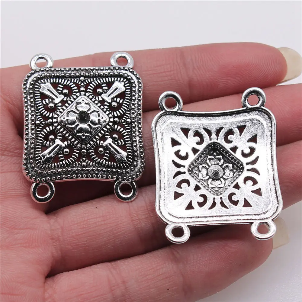 

Wholesale Metal Charms Lot 1pcs 4-hole Body Chain Connector Connectors bracelet charms for jewelry making 30x39mm