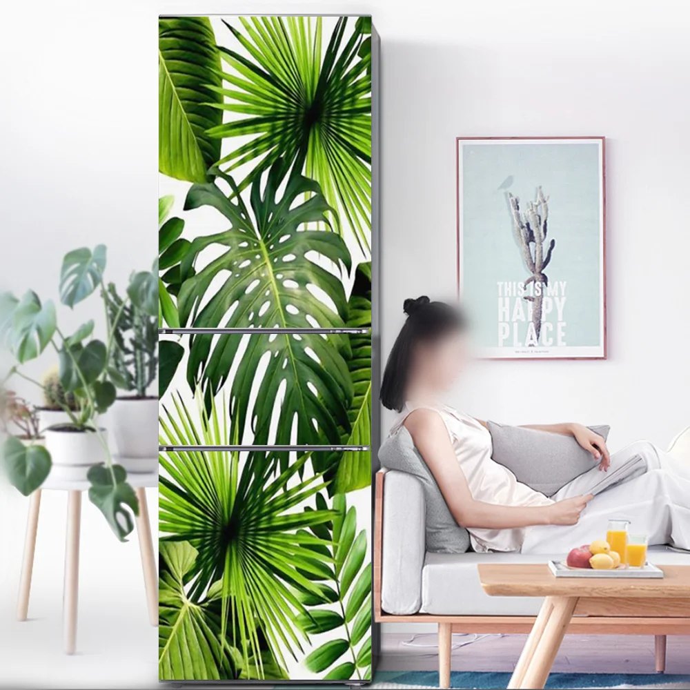 Plant 3d Fridge Sticker Door Cover PVC Refrigerator Wallpaper Wrap Vinyl Self-adhesive Removable Freeze Wall Home Decor | Дом и сад