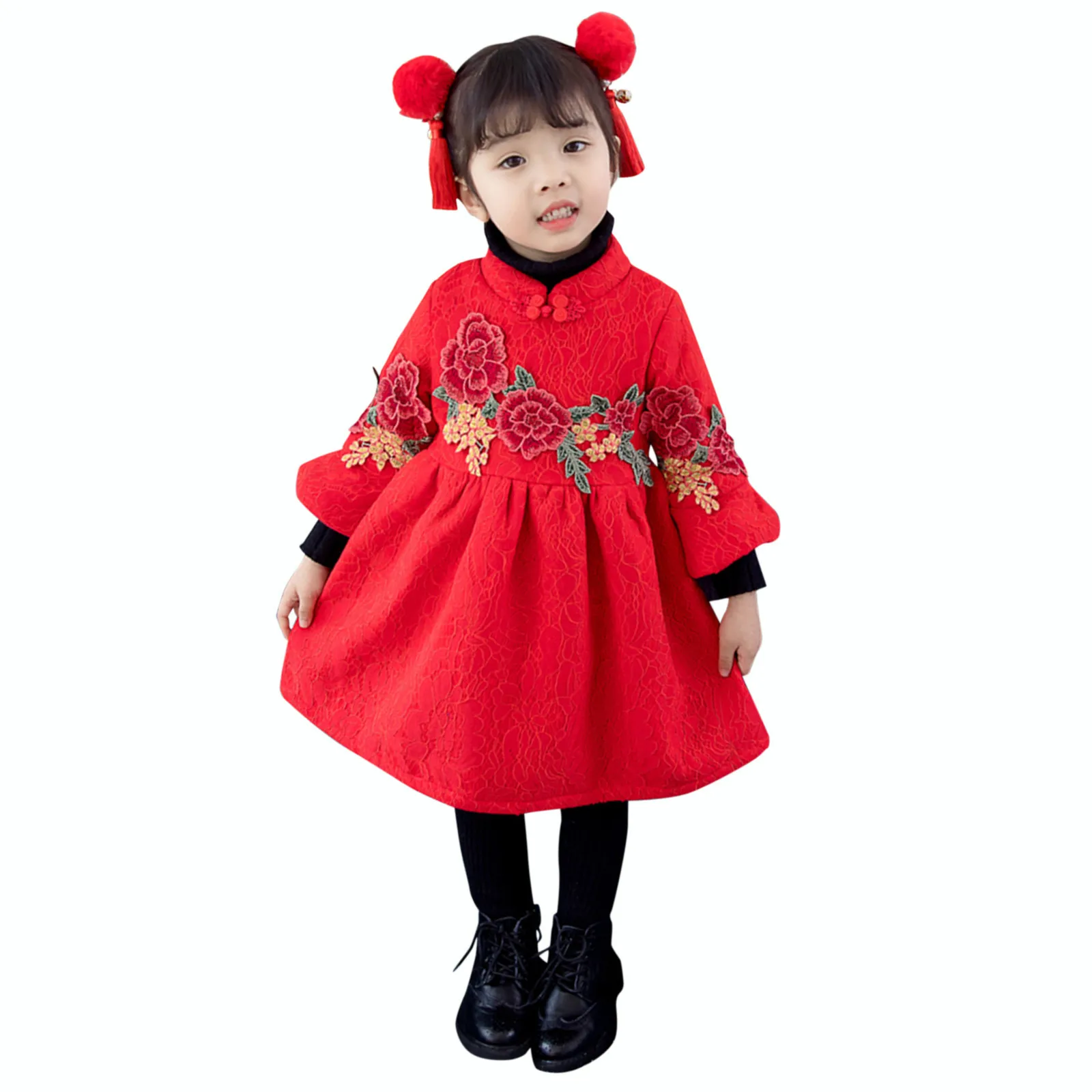 

Зимний костюм TELOTUNY для девочек, костюм принцессы Тан, китайский новый год, платья с вышивкой, Весенняя праздничная одежда