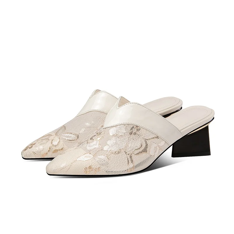 

new fashion women sandals shoes 2020 hot summer black beige high heels pointed toe shoes woman dress party casual shoes size 40