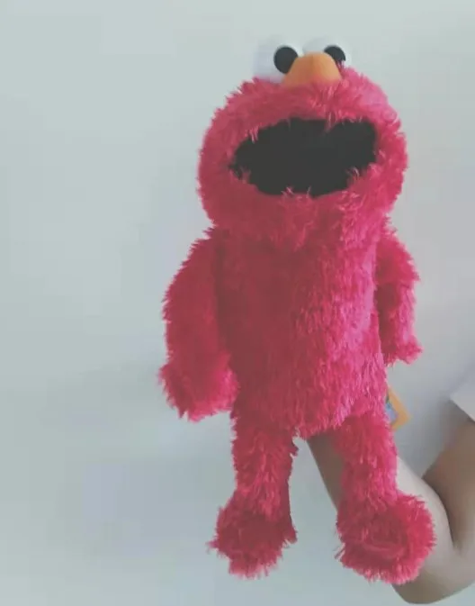Elmo Puppet 31cm Улица Сезам 7 цветов плюшевые игрушки куклы монстр Эрни большая птица Гровер Элмо печенье мягкая кукла для детей день рождения - Color: Elmo Puppet 31cm