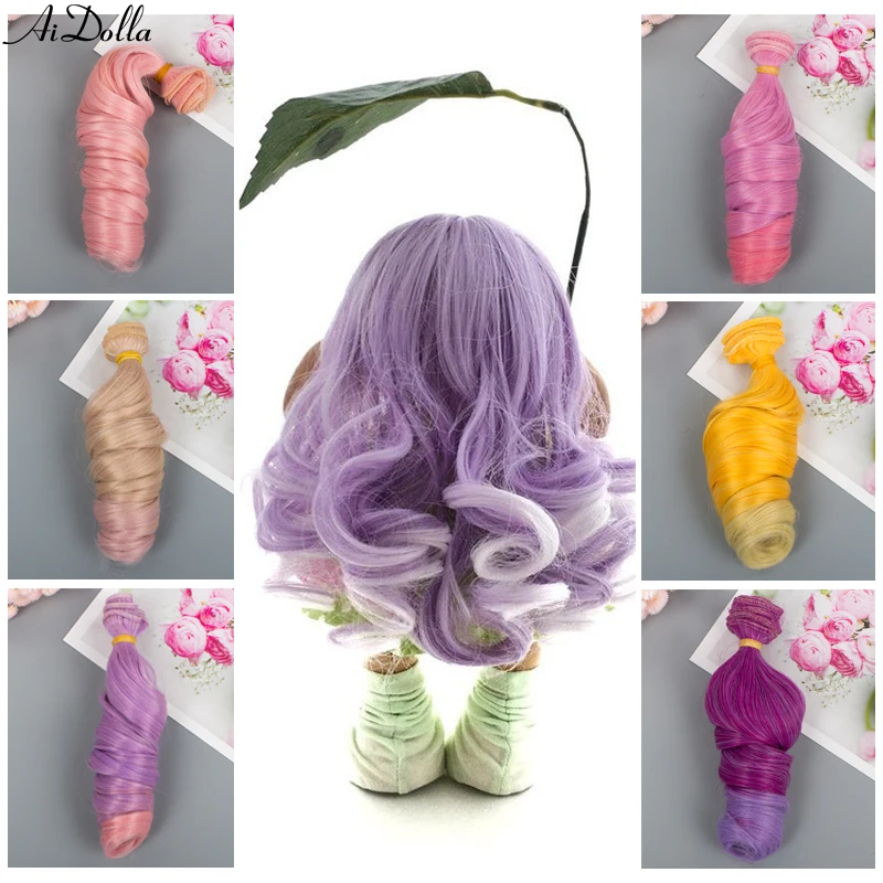 

Muziwig Doll Accessories Hair Extensions 15*100cm Big Roman Curly Color Hair Pieces for Doll DIY Handmade Doll Wigs