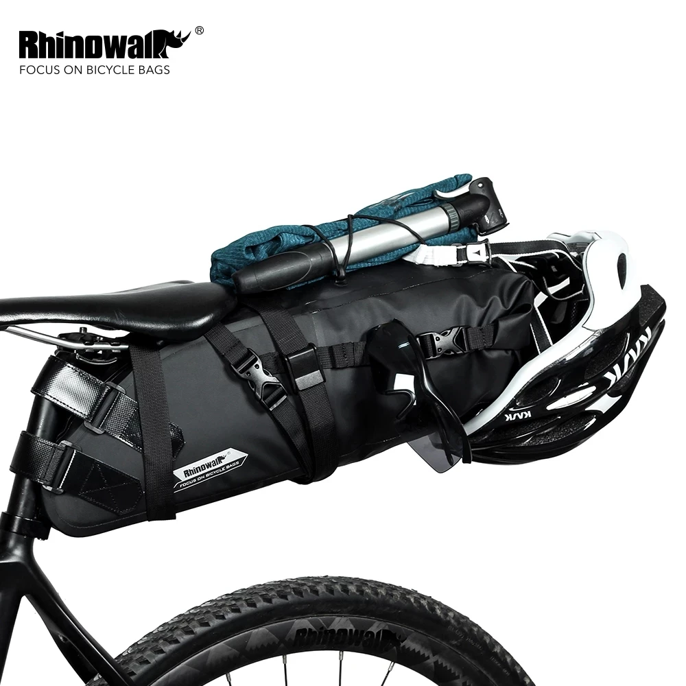 

Rhinowalk Bike Saddle Bag Waterproof Reflective Large Capacity Foldable Tail Rear Bag Cycling Trunk Pannier Black Bike Accessory