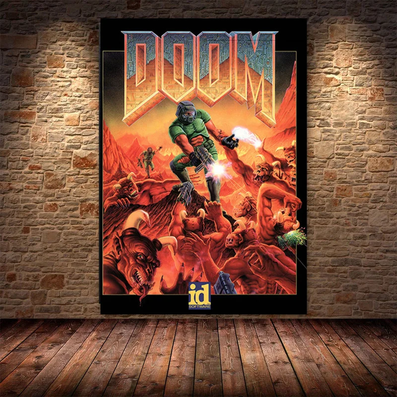 Постер игры DOOM Картина на холсте плакаты и принты Настенная картина для детской