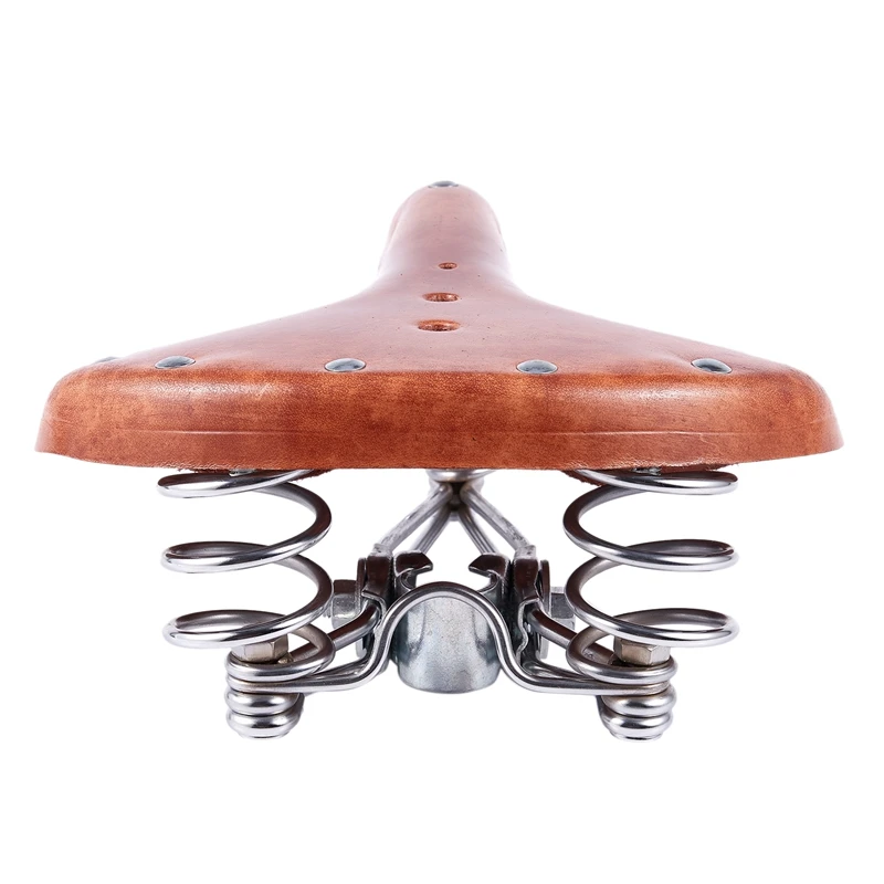 

Mountain Bike Saddle Retro Leather Cushion Soft and Comfortable Vintage Saddle Spring Cushion Bicycle Parts Replacement Brown Bi